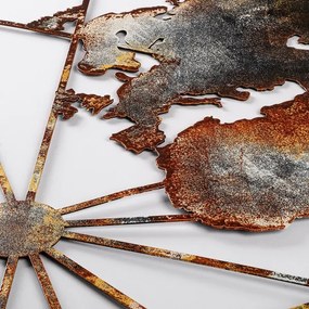 Nástenná dekorácia 120x60 cm mapa sveta kov