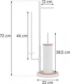 Erga Sisu, držiak na toaletný papier so zásobníkom a WC kefou 3v1, biela-hnedá, ERG-YKA-P.SISU-WHT-B