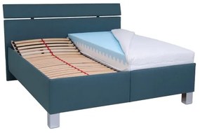 Čalúnená posteľ ALIS 160x200 cm s matracom a úložným priestorom, petrolejová