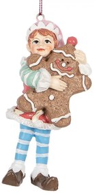 Závesná vianočná dekorácia Elf s perníčkom - 5*4*11cm
