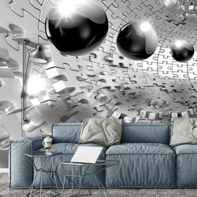 Fototapeta - 3D guľa v šedej farbe (254x184 cm)