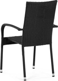 Autronic Záhradná stolička, kov, polyratan, čierna, AZC-S2113 BK