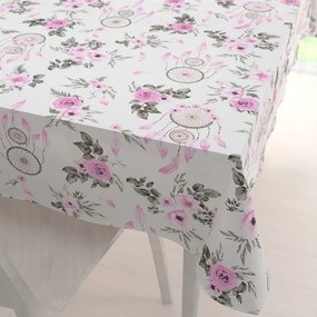 Biante Bavlnený obdĺžnikový obrus Sandra SA-476 Ružové lapače snov a ruže II. 60x100 cm