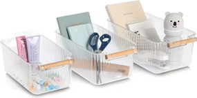 Zeller Present Sada 3ks úložných boxov BOXIFY s bambusovým madlom 34 × 18 × 12 cm