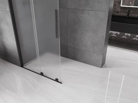 Mexen Velar, sprchová zástena s posuvnými dverami Walk-in 85 x 200 cm, 8mm sklo námraza, čierna matná, 871-085-000-33-70