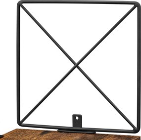 Nástenná rohová polica, 5 úrovní, rustikálna hnedá a čierna