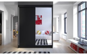 Skriňa s posuvnými dverami Belgia I, Farby: čierna / čierna + zrkadlo, Osvetlenie: bez osvetlenia