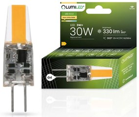 Žiarovka LED 3W 3000K 830 G4 330lm COB 12V LUMILED