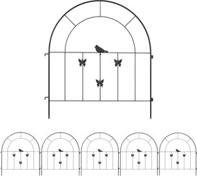Outsunny Záhradný Plot Z ocele 300 cm x 70 cm Vysoký Dekoratívny Mriežkový Plot Sada Plotových Panelov Plot pre Psy Horný Oblúk Plot pre Psy Krajinný