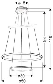 Candellux Zlaté závesné LED svietidlo Lune okrúhly 50cm 40W 32-76281