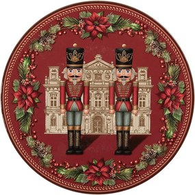 Červený vianočný servírovací tanier Luskáčikovia - Ø 33*1 cm