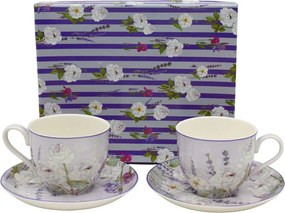 Home Elements Šálky s podšálkami 2 x 270 ml, Levanduľa