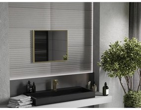Mexen Loft, obdĺžnikové kúpeľňové zrkadlo 60 x 50 cm, farba rámu zlatá lesklá, 9852-060-050-000-50