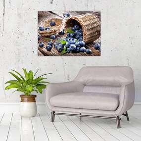 Sklenený obraz - Šťavnaté čučoriedky (70x50 cm)