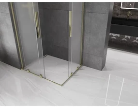 Mexen Velar L Duo, sprchový kút s posuvnými dverami 100 x 90 cm, 8mm sklo námraza, zlatá lesklá, 871-100-090-02-33-50