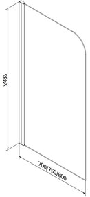 Mexen FELIX, vaňová zástena, 1-krídlo, 75 x 140 cm, 890-075-001-01-00