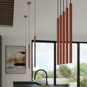 Závesné svietidlo Pastelo, 3x oranžové kovové tienidlo