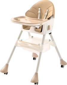 Stolička na kŕmenie KDK03 4v1 béžová + košík a kolieska ZDARMA