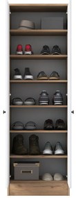 Biela/prírodná šatníková skriňa v dekore orecha 60x183 cm Theresa - Kalune Design