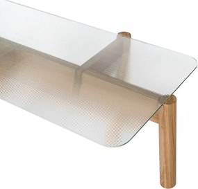 Konferenčný stolík so sklenenou doskou v prírodnej farbe 55x105 cm Kob – noo.ma