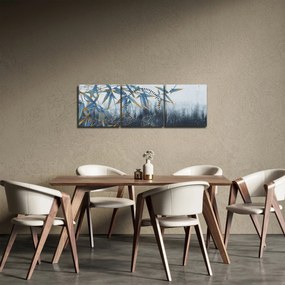 Obraz - Bambus na stene (s hodinami) (90x30 cm)
