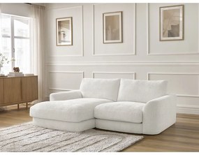 Biela ženilková rohová pohovka (ľavý roh/s leňoškou) Leonore – Bobochic Paris