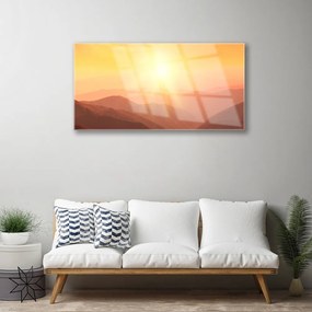 Skleneny obraz Slnko hory príroda 125x50 cm