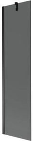 Mexen Next, vaňová zástena 1-krídlová 50 x 150 cm, fixné krídlo, 6 mm šedé sklo, čierny profil, 895-050-000-00-40-70