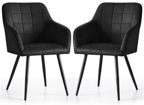 Sada dvoch jedálenských stoličiek LUXANO zamatové, čierne / čierne nohy (2 ks)