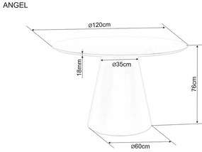 Okrúhly jedálenský stôl ANGEL 120x120 cm, dekor dub