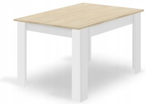 Jedálenský set 1+4, biely stôl v dekore dub sonoma MADO 120x80cm a sivá zamatová stolička SOLDEN