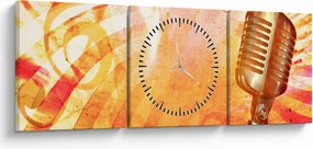 Obraz - Retro mikrofón (s hodinami) (90x30 cm)