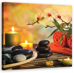 Obraz na plátně, Lázně sestavy zen kamenů - 40x40 cm