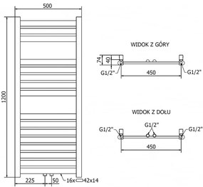 Mexen Uran vykurovacie teleso 1200 x 500 mm, 416 W, zlatá, W105-1200-500-00-50