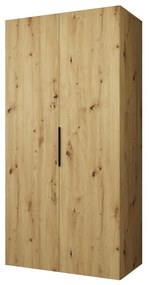 Šatníková skriňa 100 cm Mirabella 1 (dub artisan + čierna). Akcia -19%. Vlastná spoľahlivá doprava až k Vám domov. 1126336