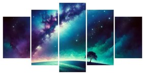 5-dielny obraz strom života pod hviezdami
