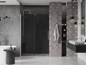 Mexen Velar, posuvné sprchové dvere do otvoru 160 cm, 8mm šedé sklo, brúsená oceľ, 871-160-000-41-97
