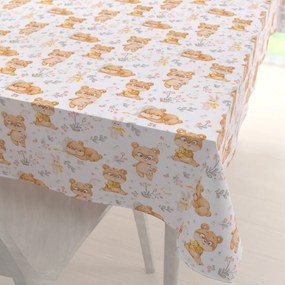 Biante Detský bavlnený obdĺžnikový obrus Sandra SA-524 Roztomilé medvedíky na bielom 60x100 cm