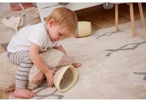 Modrý krémový prateľný ručne tkaný bavlnený koberec 120x160 cm Atlas Natural – Lorena Canals