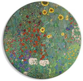 Artgeist Okrúhlý obraz - Country Garden With Sunflowers, Gustav Klimt - Multi-Colored Flowers Veľkosť: 40x40