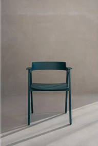 Jedálenská stolička s podrúčkami z dubového dreva v petrolejovej farbe Flip – Gazzda