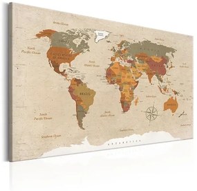 Obraz - World Map: Beige Chic Veľkosť: 120x80, Verzia: Premium Print