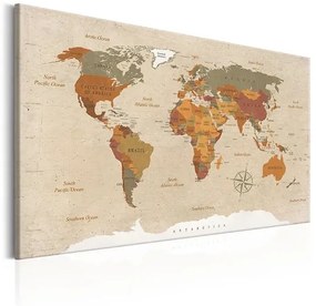 Obraz - World Map: Beige Chic Veľkosť: 60x40, Verzia: Premium Print