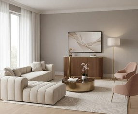 Komoda Stilig ST917 158 cm orech/zlatá/travertín