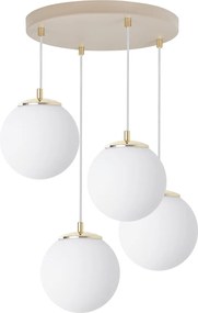Závesné svietidlo Florence, 4x biele sklenené tienidlo, g/be, o