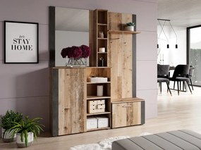 Vešiaková stena Barney (old style wood + antracit). Vlastná spoľahlivá doprava až k Vám domov. 1048428