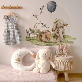 Gario Detská nálepka na stenu Woodland walk - zajačik a balón Rozmery: 70 x 62 cm