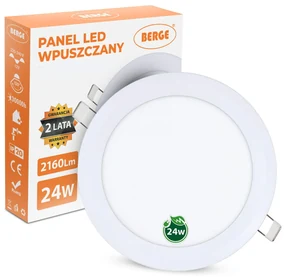 BERGE LED panel kruhový - 300x300x17mm vstavaný - 24W - 230V - 1900Lm - neutrálny