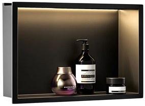 Rea Rea, LED polička na zapustenie 45x30x10 cm, 12W, 3000K, čierna matná, REA-08546