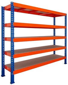 Trestles Nekonečný priemyselný regál 2200x2400x800, 5 políc Farba: Oranžová a modrá